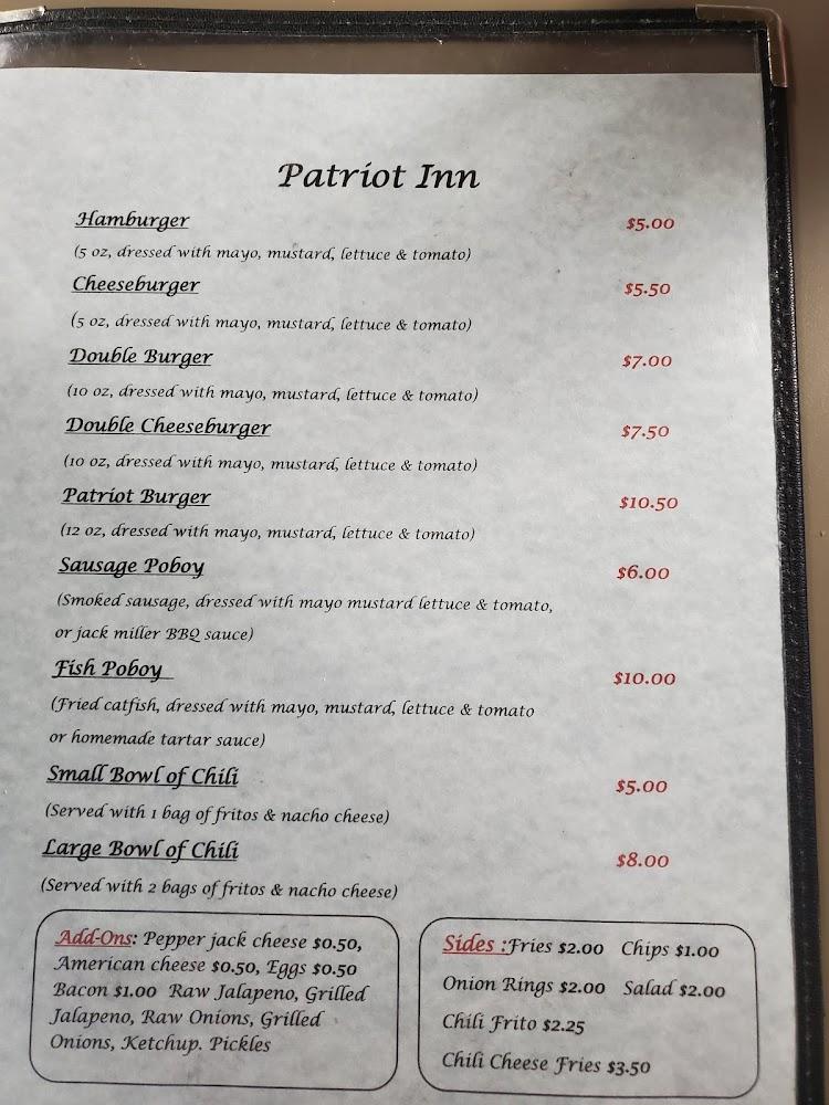Patriot Inn Menu image 2